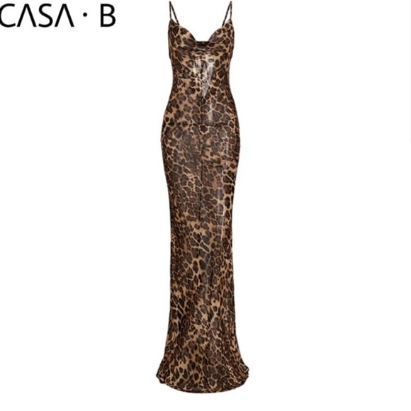 CVSA B Leopard Print Maxi Dress size S - Picture 2 of 7